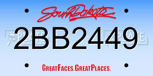 2BB2449 South Dakota License Plate