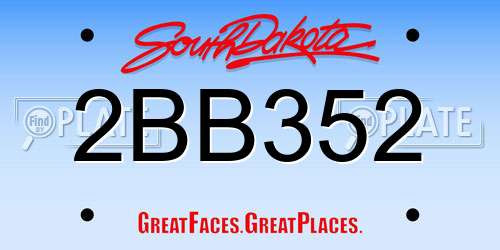2BB352 South Dakota License Plate