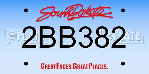 2BB382 South Dakota License Plate