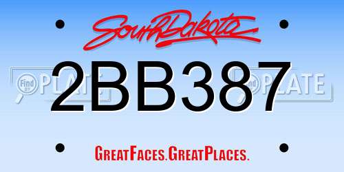 2BB387 South Dakota License Plate
