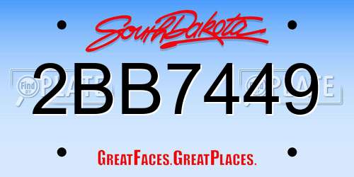 2BB7449 South Dakota License Plate