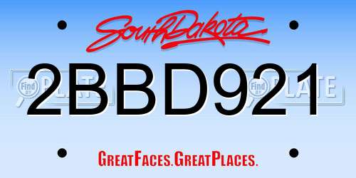 2BBD921 South Dakota License Plate