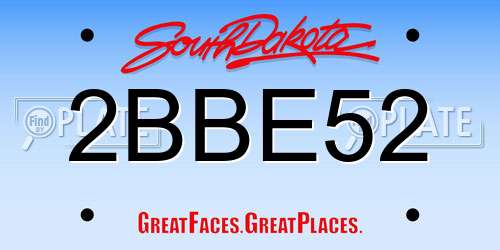 2BBE52 South Dakota License Plate