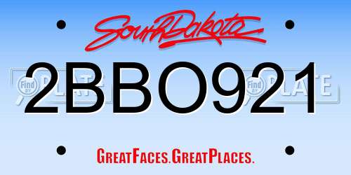 2BBO921 South Dakota License Plate