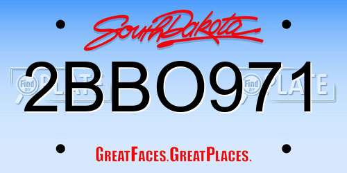 2BBO971 South Dakota License Plate