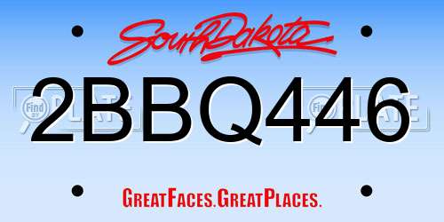 2BBQ446 South Dakota License Plate