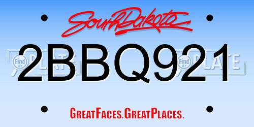 2BBQ921 South Dakota License Plate