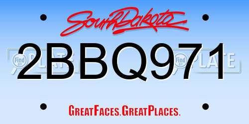 2BBQ971 South Dakota License Plate