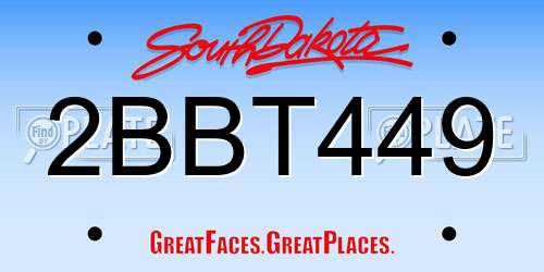 2BBT449 South Dakota License Plate