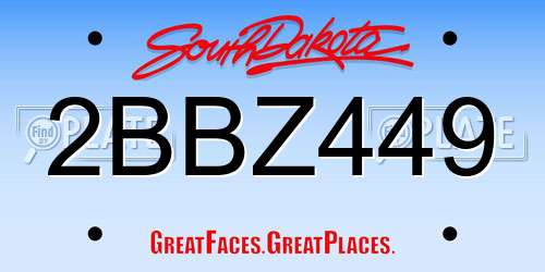 2BBZ449 South Dakota License Plate