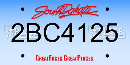 2BC4125 South Dakota License Plate