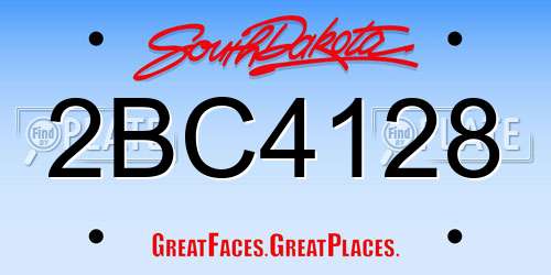 2BC4128 South Dakota License Plate