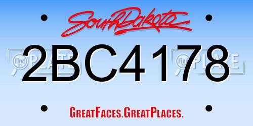 2BC4178 South Dakota License Plate