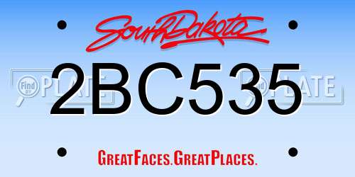 2BC535 South Dakota License Plate