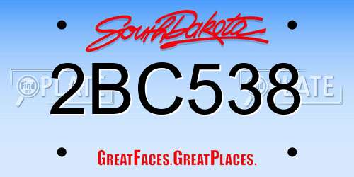 2BC538 South Dakota License Plate