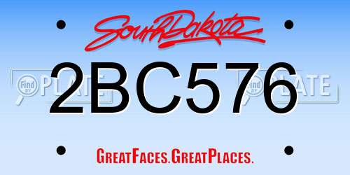 2BC576 South Dakota License Plate