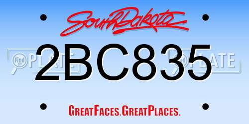 2BC835 South Dakota License Plate