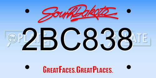 2BC838 South Dakota License Plate