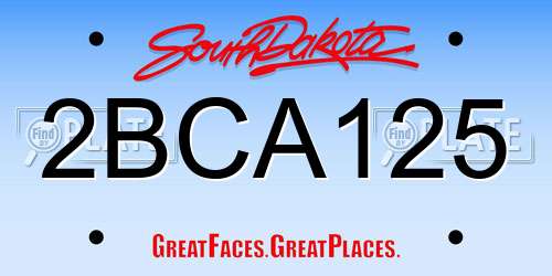 2BCA125 South Dakota License Plate