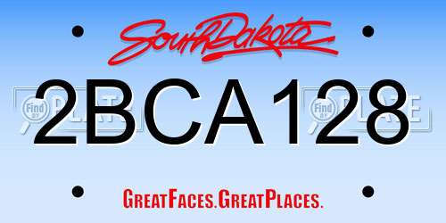 2BCA128 South Dakota License Plate