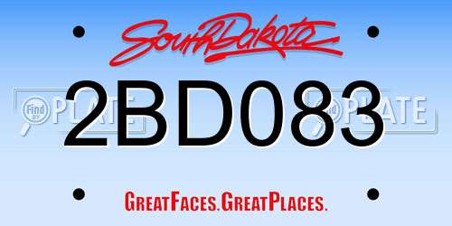 2BD083 South Dakota License Plate
