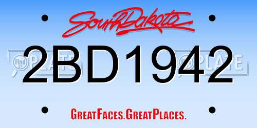 2BD1942 South Dakota License Plate