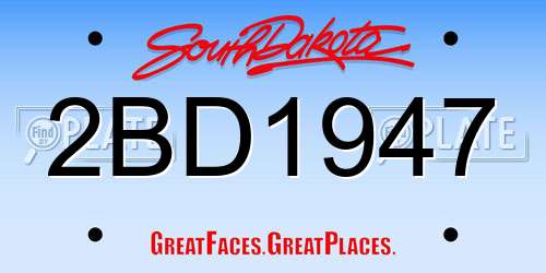 2BD1947 South Dakota License Plate