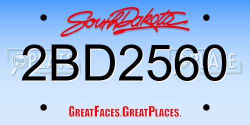 2BD2560 South Dakota License Plate