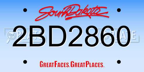 2BD2860 South Dakota License Plate