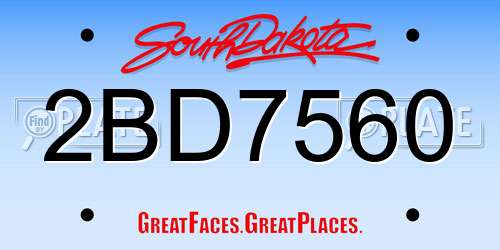 2BD7560 South Dakota License Plate