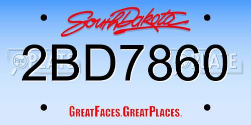 2BD7860 South Dakota License Plate