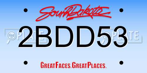 2BDD53 South Dakota License Plate