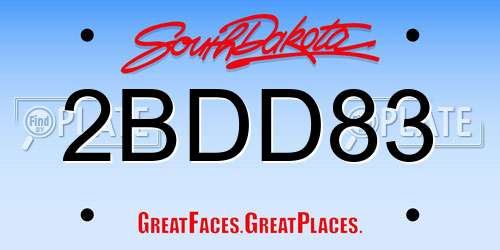 2BDD83 South Dakota License Plate
