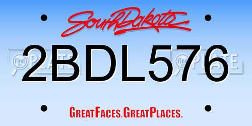 2BDL576 South Dakota License Plate