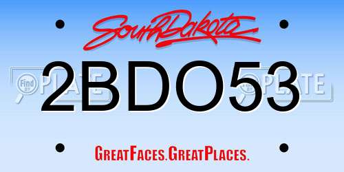 2BDO53 South Dakota License Plate