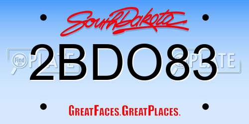 2BDO83 South Dakota License Plate