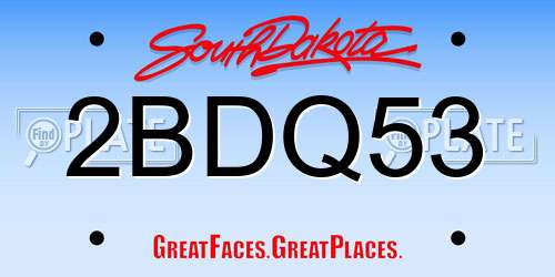 2BDQ53 South Dakota License Plate