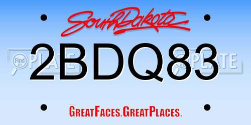 2BDQ83 South Dakota License Plate
