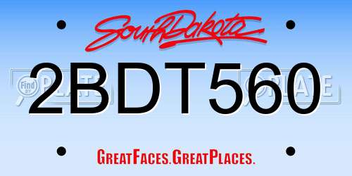 2BDT560 South Dakota License Plate
