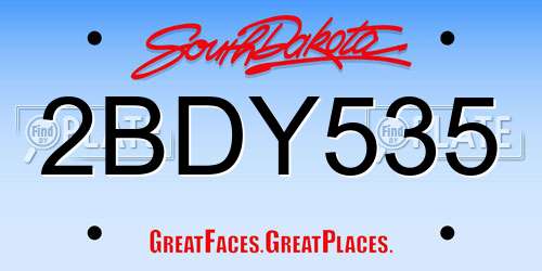 2BDY535 South Dakota License Plate