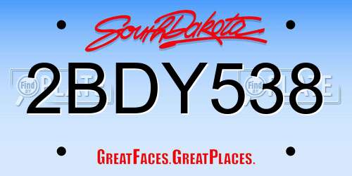 2BDY538 South Dakota License Plate