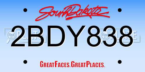 2BDY838 South Dakota License Plate