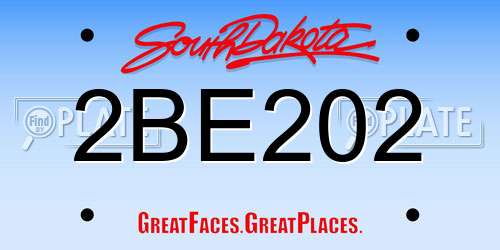 2BE202 South Dakota License Plate