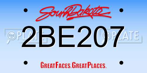 2BE207 South Dakota License Plate
