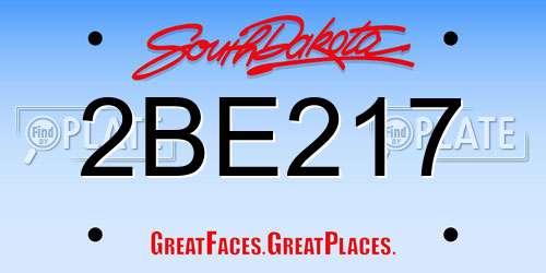 2BE217 South Dakota License Plate