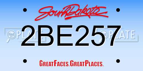 2BE257 South Dakota License Plate