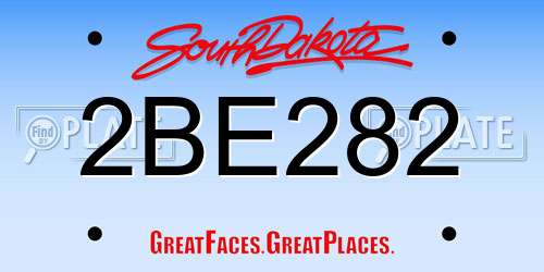 2BE282 South Dakota License Plate