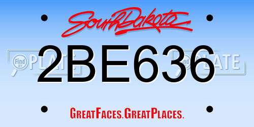 2BE636 South Dakota License Plate