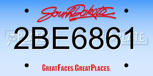 2BE6861 South Dakota License Plate