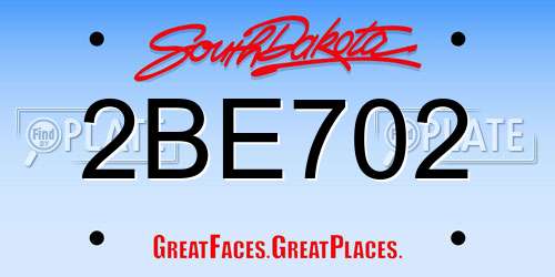 2BE702 South Dakota License Plate